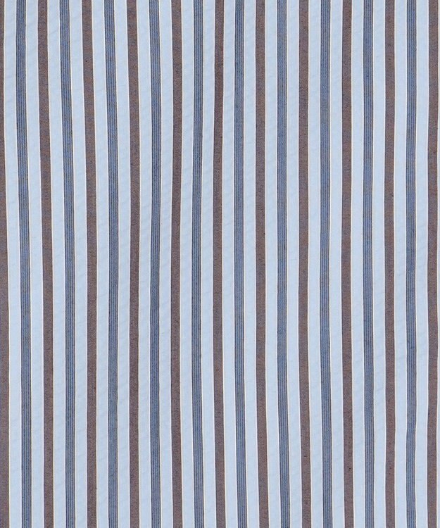 J.PRESS MEN 【KING SIZE】【クールマックス】サッカー マルチストライプ バンドカラーシャツ サックスブルー系1