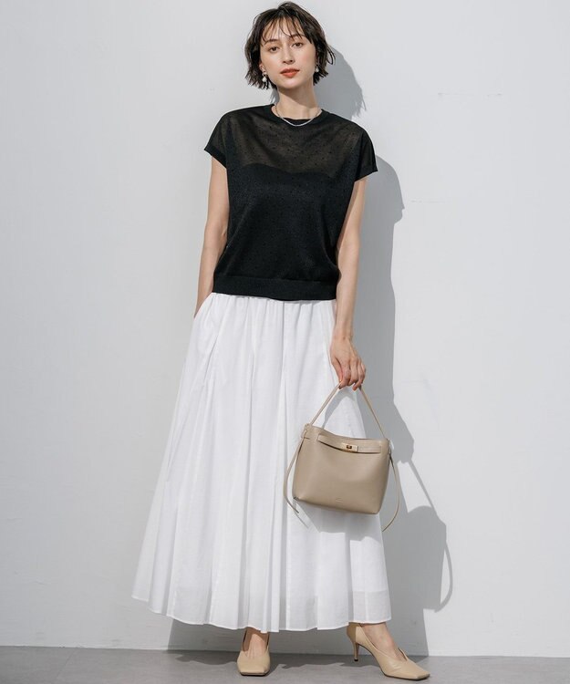 23区 L 【先行予約/WEB&一部店舗限定カラーあり】シアードット フレンチスリーブ ニット ブラック系