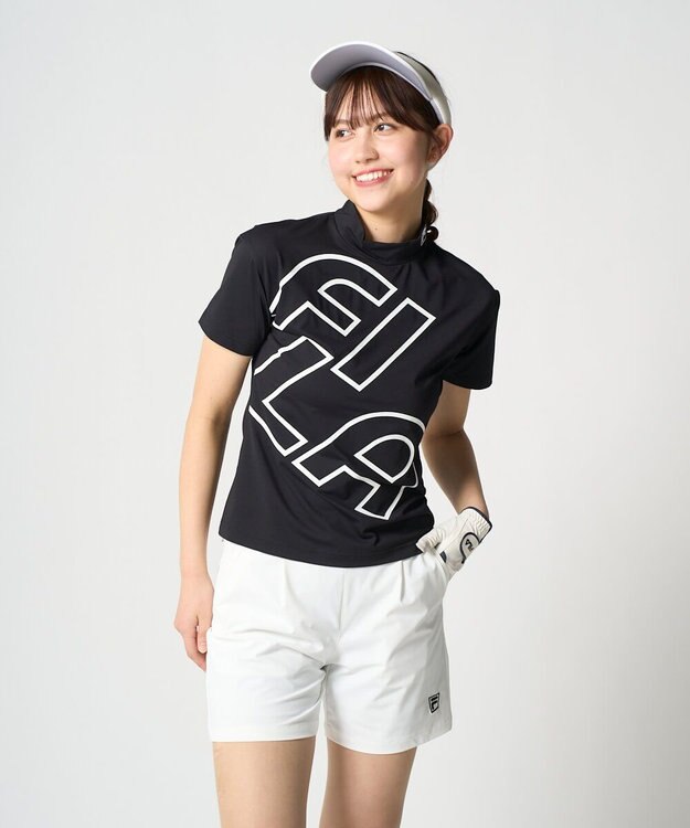 FILA GOLF／marie claire 【FILA GOLF】 バックプリントモックネックシャツ ブラック