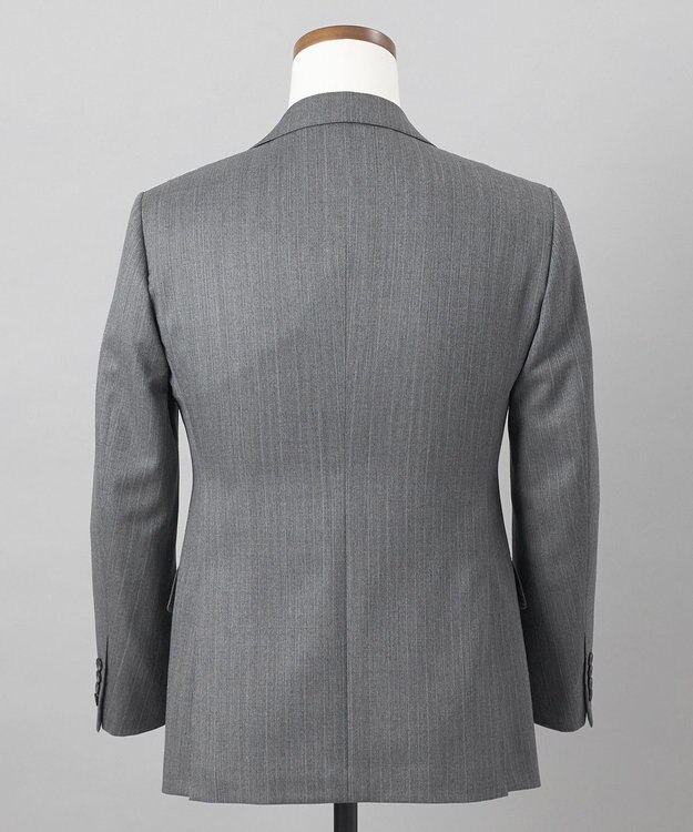 GOTAIRIKU 【御幸毛織】ドライスピナーツイルストレッチスーツ_グレーストライプ ライトグレー系1