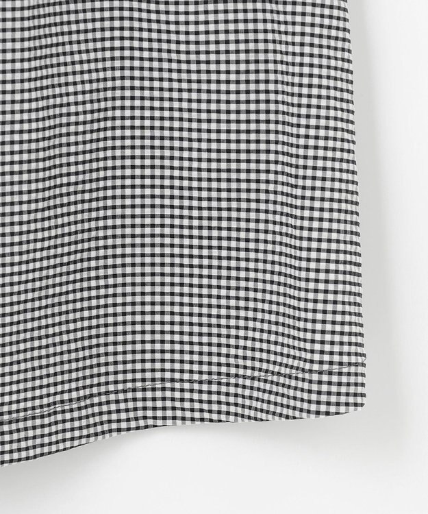 J.PRESS LADIES L 【洗える】Lightストレッチギンガム シングル トレンチコート ブラック×ライトグレーギンガム系