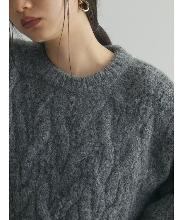 Green Parks armonia. ケーブルニットプルオーバー Charcoal Gray