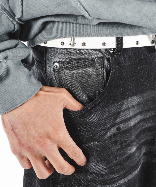 WEGO 【ユニセックス着用ITEM】スーパーバギーダーティデニムパンツ デニムブラックソノタ