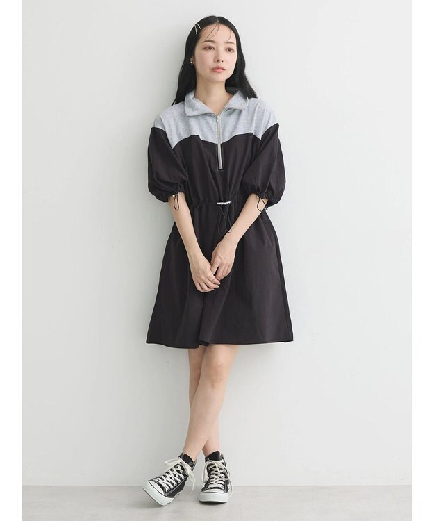 earth music&ecology ハーフＺＩＰミニワンピース Black