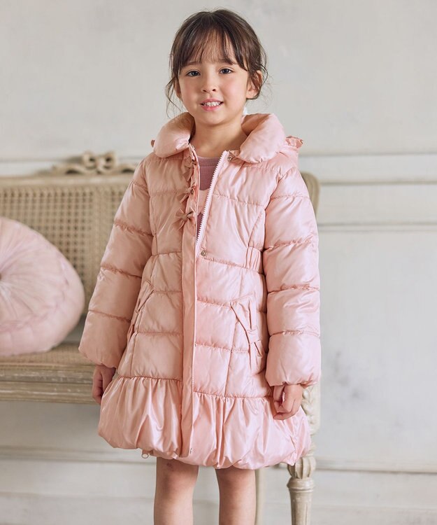 ANY KIDS 【フード取り外し/洗濯機可能】Aラインコート ピンク