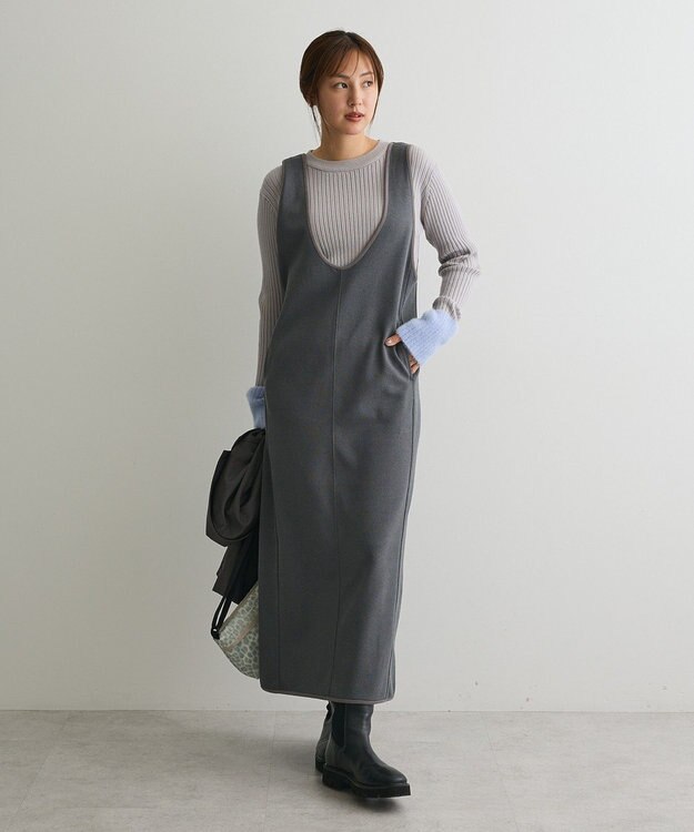 CRAFT STANDARD BOUTIQUE Uネックジャンパースカート Gray