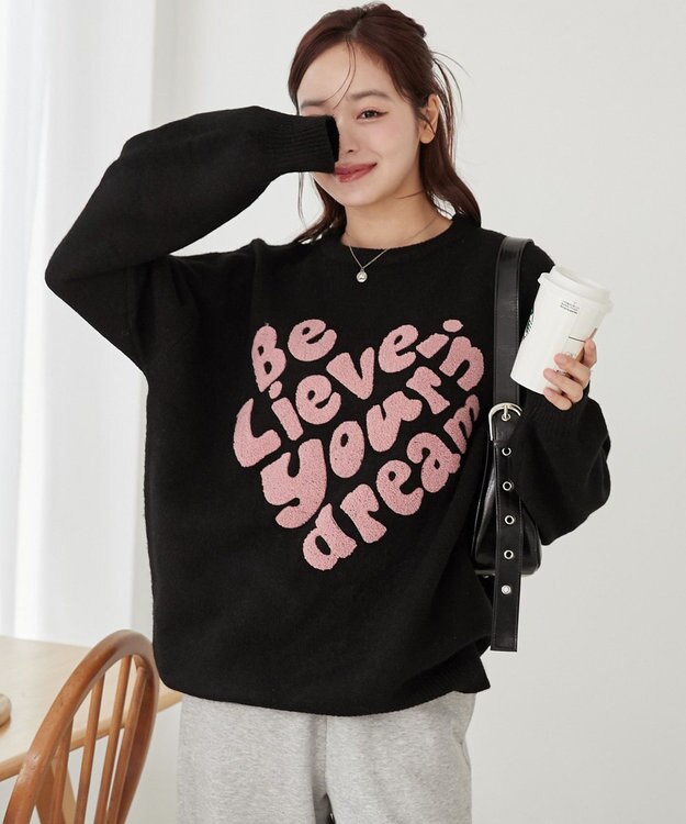 WEGO フラッフィーグラフィックBIGニットプルオーバー 柄6