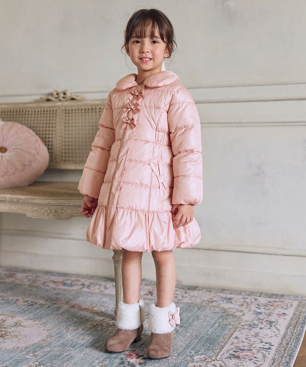 ANY KIDS 【フード取り外し/洗濯機可能】Aラインコート ピンク