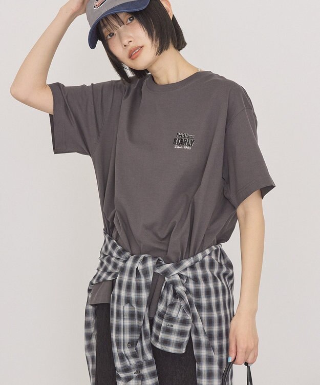 AMERICAN HOLIC STARLY 刺繍ロゴTシャツ Charcoal Gray