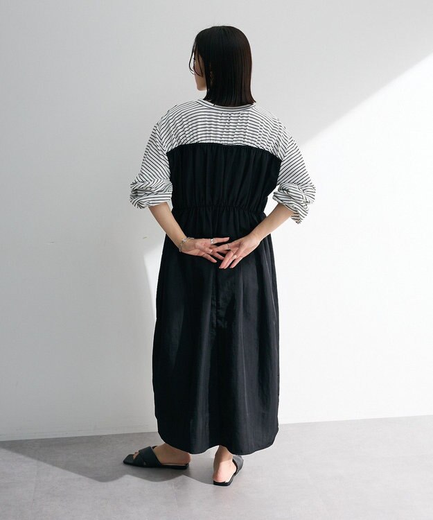 Green Parks シャーリングドッキングワンピース Black