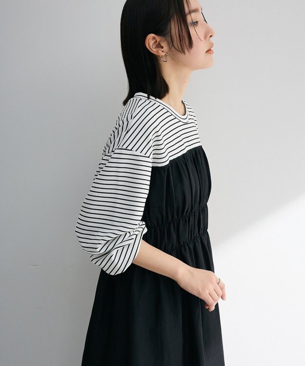 Green Parks シャーリングドッキングワンピース Black