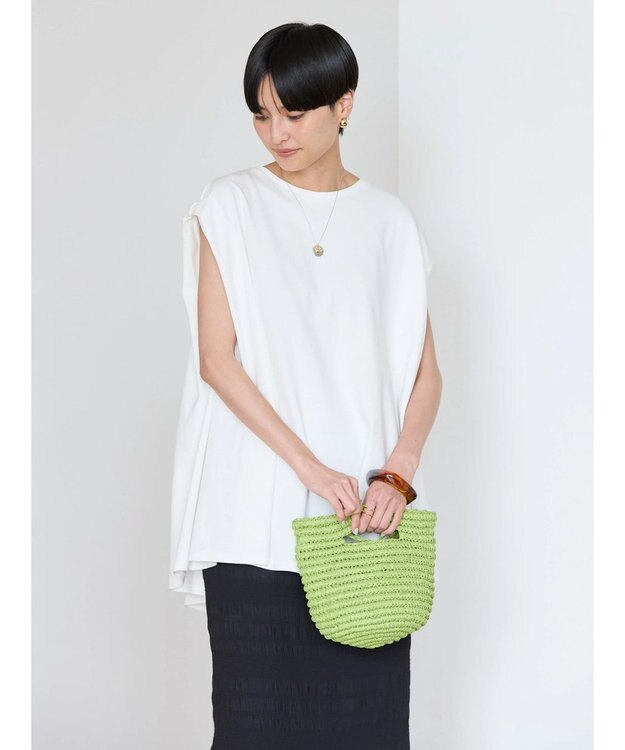 AMERICAN HOLIC 接触冷感フレンチスリーブカットチュニック Off White