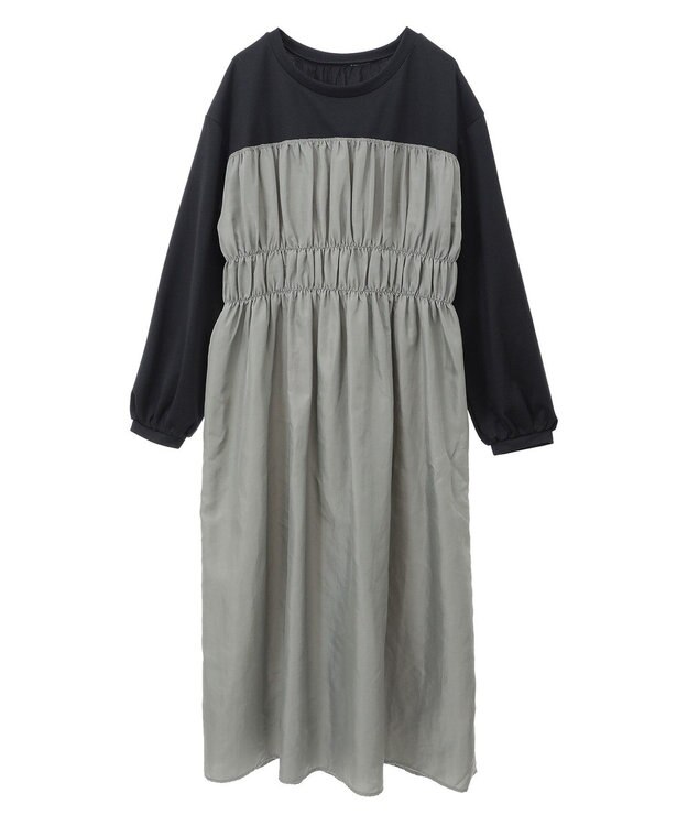 Green Parks シャーリングドッキングワンピース Khaki