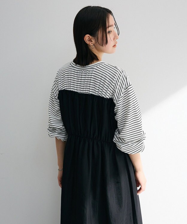 Green Parks シャーリングドッキングワンピース Black