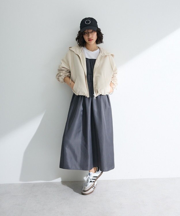 Green Parks シャーリングドッキングワンピース Gray