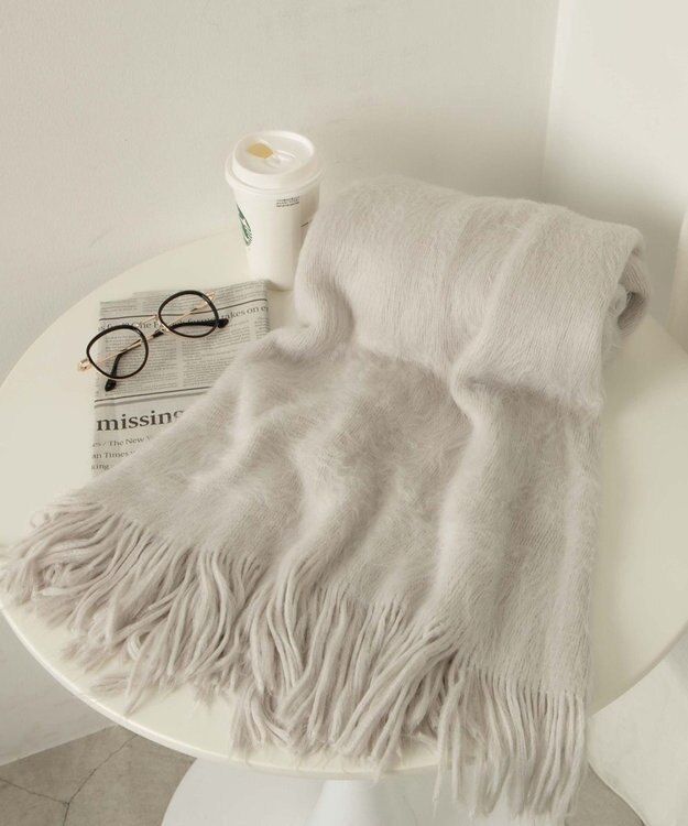 WEGO シャギーストール ライトグレー