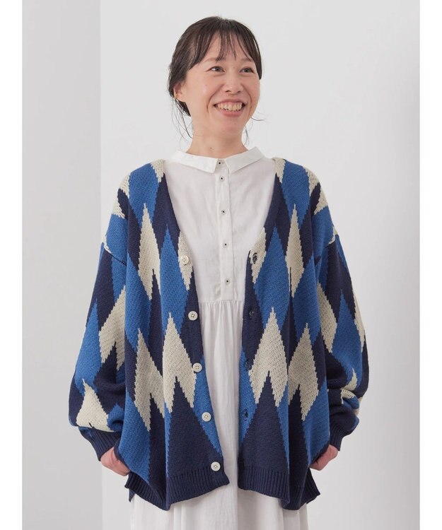 CRAFT STANDARD BOUTIQUE 【男女兼用】アーガイル柄カーディガン Blue