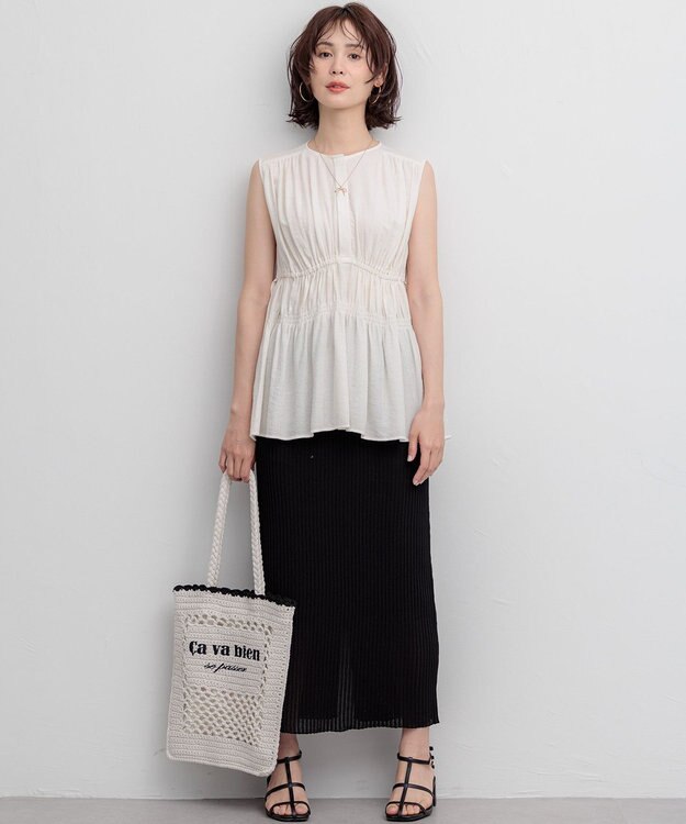 組曲 【先行予約】シアーリンクルクロス ティアードブラウス エクリュ系