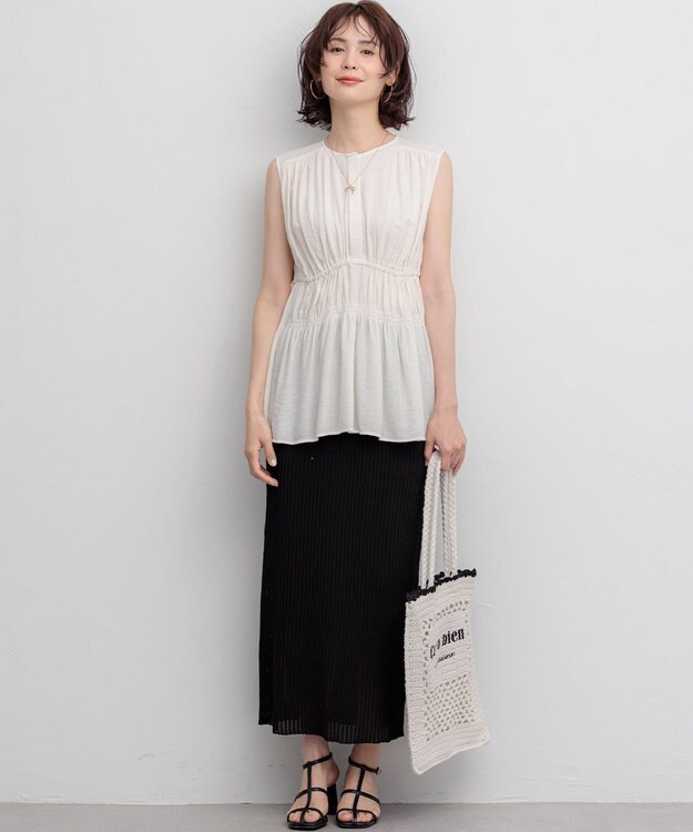 組曲 【先行予約】シアーリンクルクロス ティアードブラウス エクリュ系