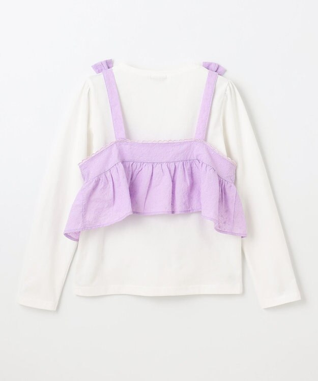 ANY KIDS キャミソール付き 長袖Tシャツ ラベンダー×オフホワイト