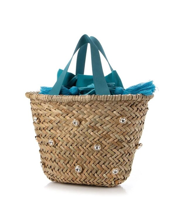 UNBILLION kakatoo ビジュー付きカゴバッグ ブルー