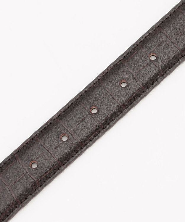 JOSEPH ABBOUD 【日本製】シャイニークロコ ベルト ダークブラウン系