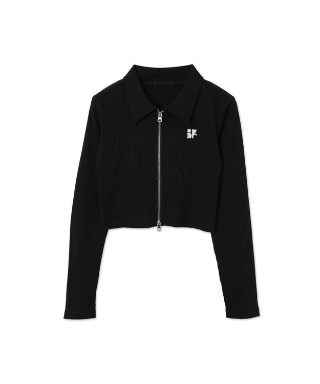 WEGO ワンポイントデザインWZIPトップス ブラック