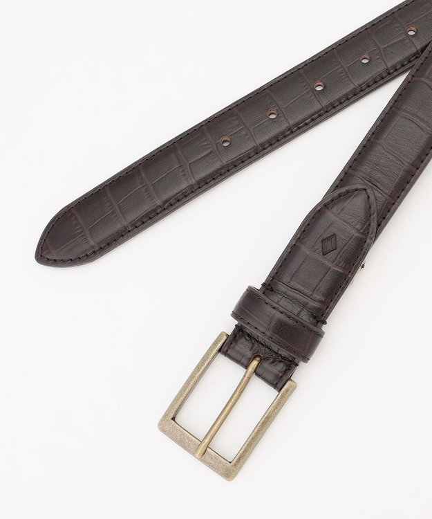 JOSEPH ABBOUD 【日本製】シャイニークロコ ベルト ダークブラウン系