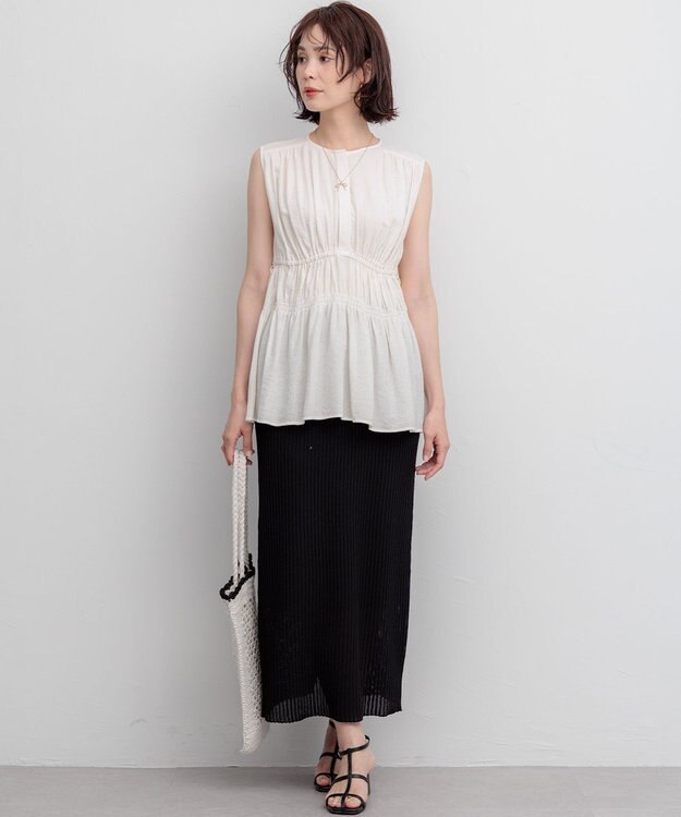 組曲 【先行予約】シアーリンクルクロス ティアードブラウス エクリュ系