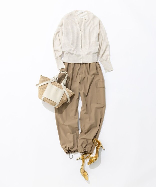 23区 S 【撥水加工/洗える】ナイロン2WAYストレッチ パラシュート パンツ ブラウン系