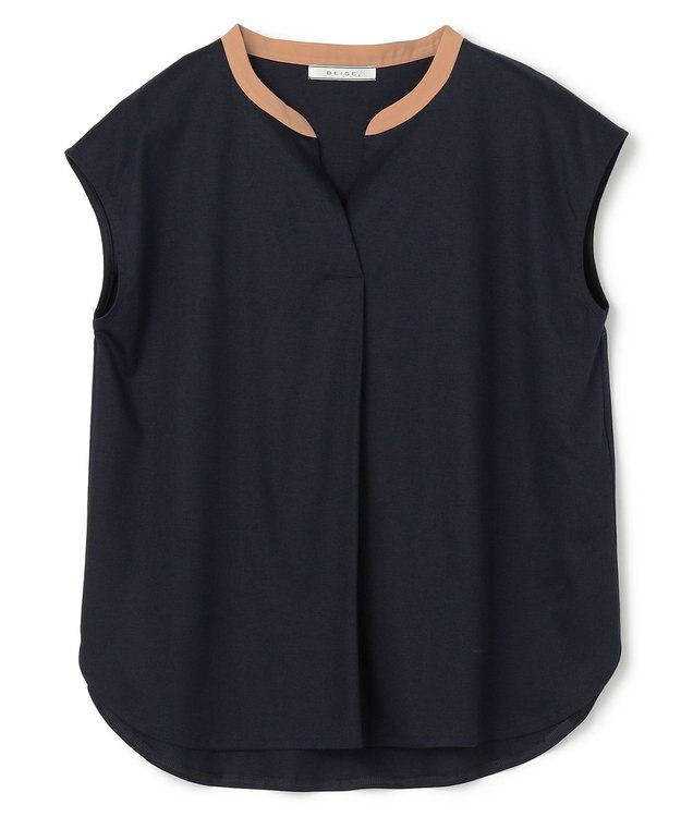 BEIGE， 【WEB限定】AUBIN / バイカラートップス Navy × Camel