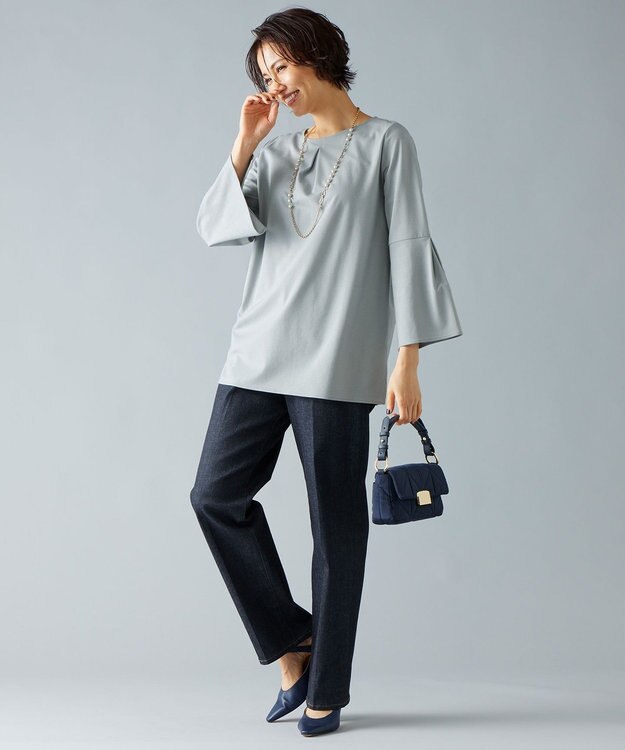 自由区 S 【洗える】エッセンシャルポンチクルーネック カットソー ライトグリーン系