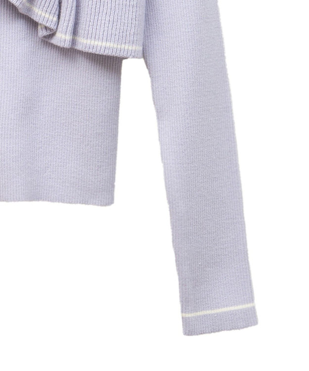 earth music&ecology Ｖネックフリルニットカーディガン Lavender