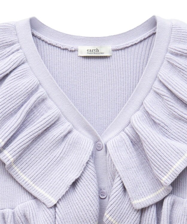 earth music&ecology Ｖネックフリルニットカーディガン Lavender