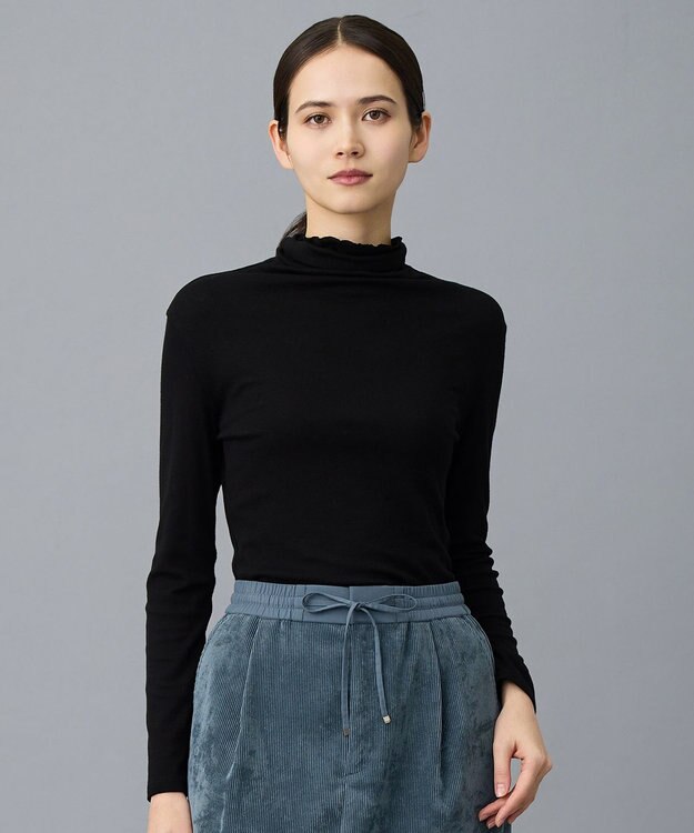 自由区 L ベアテレコボトルネック カットソー ブラック