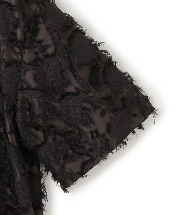 ICB 【洗える】 ヘアリーシアージャカード ブラウス ブラック系