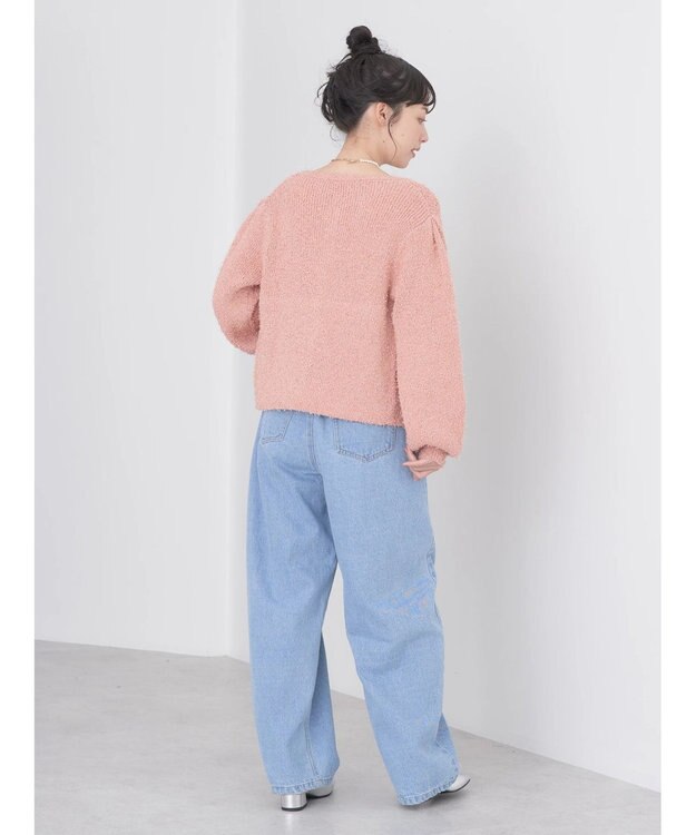 earth music&ecology カールヤーンカーディガン Salmon Pink