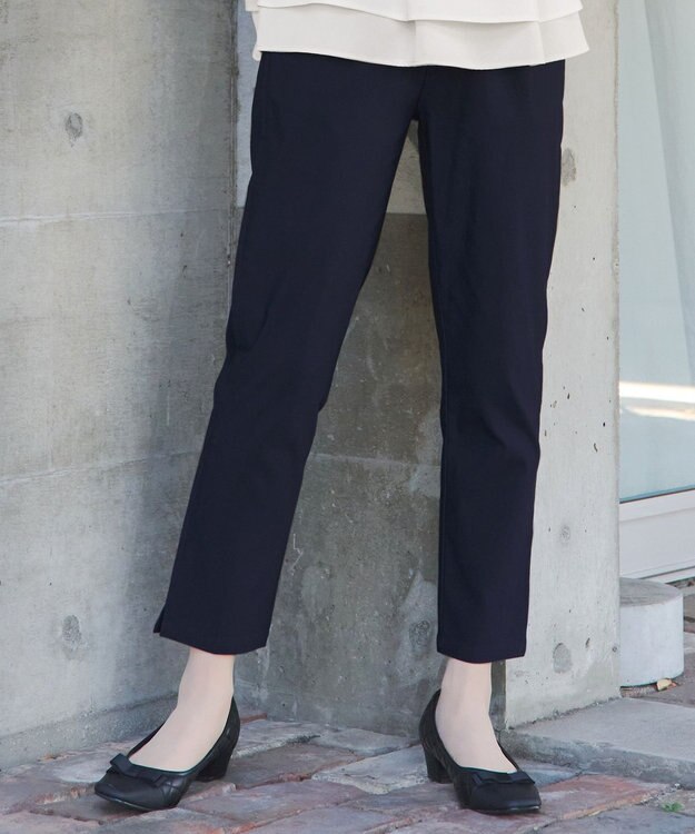 Tiaclasse L 【洗える】ストレッチサイドラインパンツ ネイビー