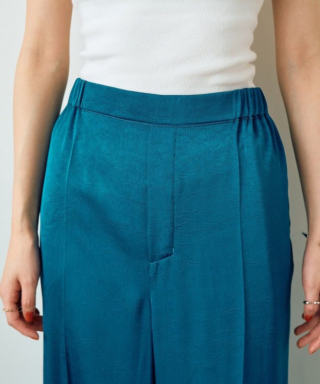 YECCA VECCA ヴィンテージサテンストレートパンツ Blue Green