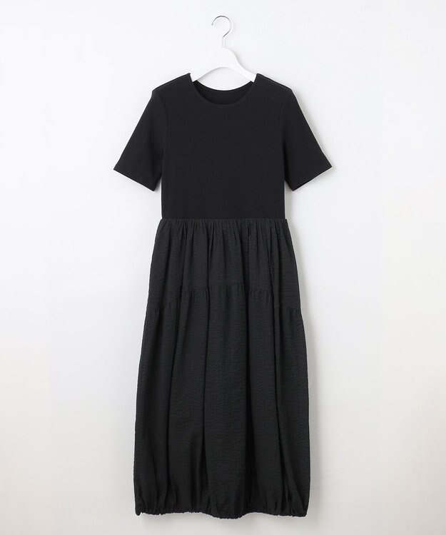 23区 L 【SLOW/一部店舗限定】コットンローンウェーブ バルーン ワンピース ブラック系