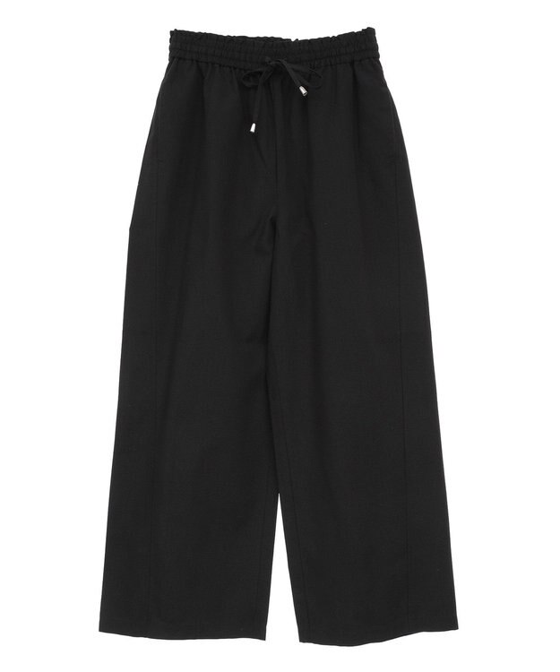 Green Parks 綿麻混イージーワイドパンツ Black