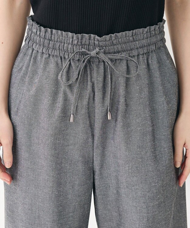 Green Parks 綿麻混イージーワイドパンツ Gray Mixture