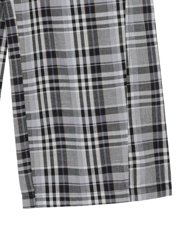 Green Parks 綿麻混イージーワイドパンツ Check