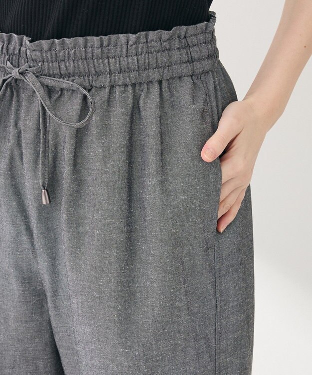 Green Parks 綿麻混イージーワイドパンツ Gray Mixture