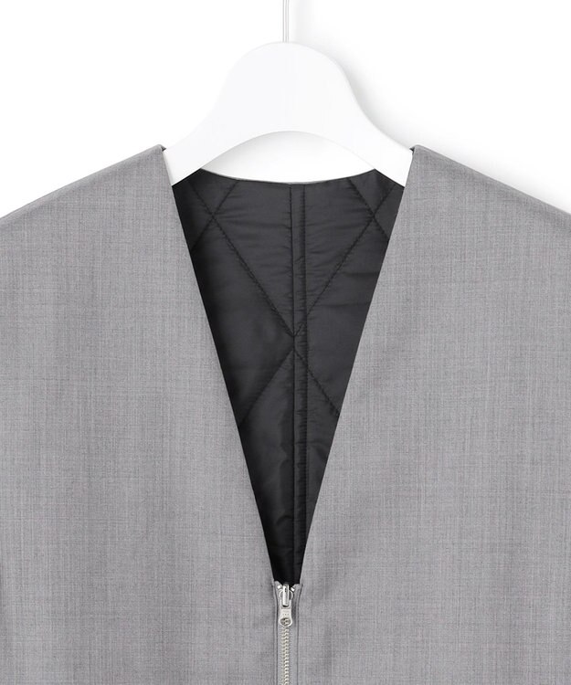 ICB 【洗える・リバーシブル着用可】T/Wツイルキルト リバーシブル パディング ジレ ライトグレー系