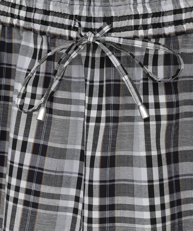 Green Parks 綿麻混イージーワイドパンツ Check