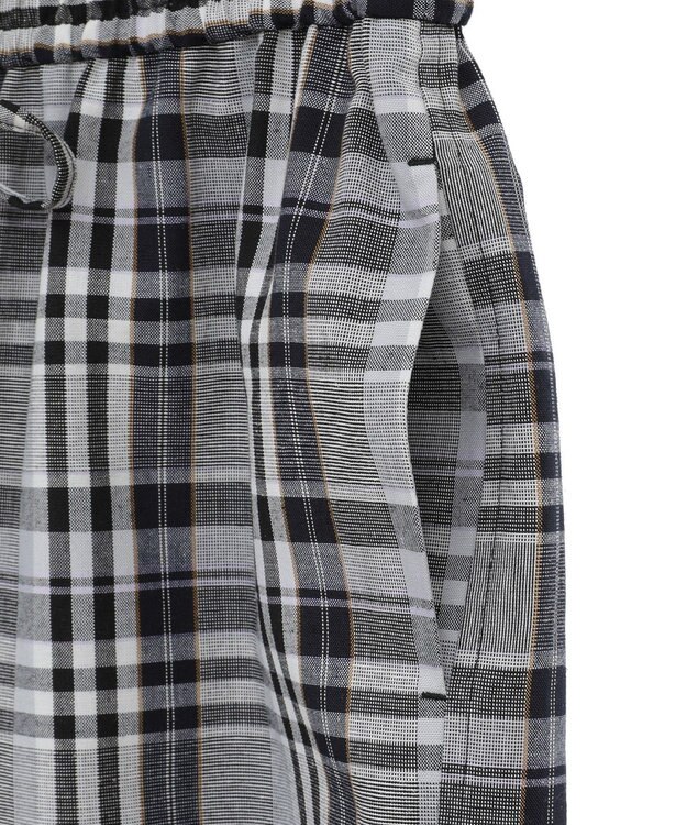 Green Parks 綿麻混イージーワイドパンツ Check