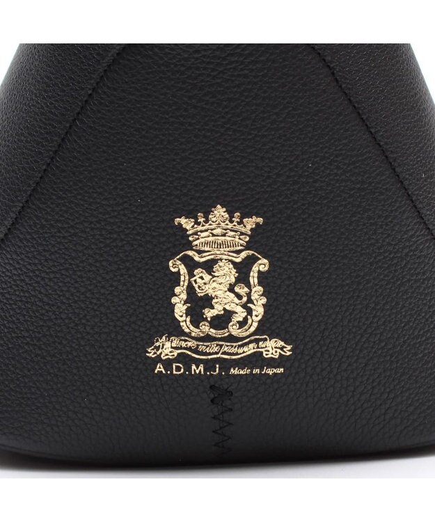 A.D.M.J. 【牛革】モーツァルト/バイカラーノーブルファスナートート25cm(ショルダーストラップ付) BLACK×BLACK