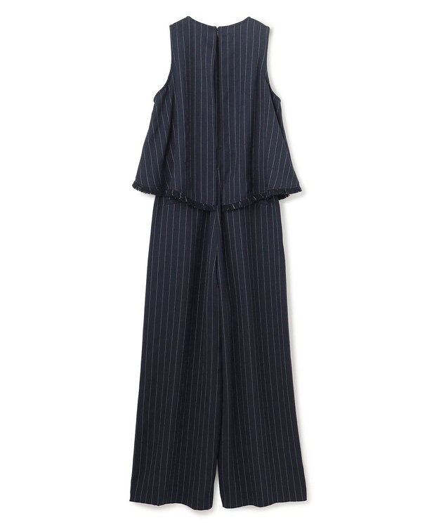 uncrave リネンライクツイル オールインワン ネイビーストライプ