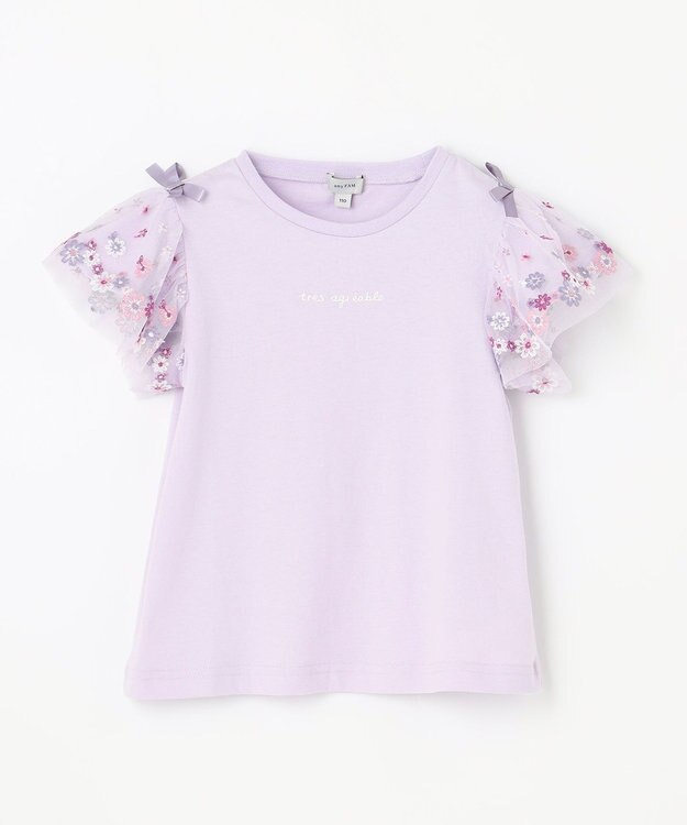 ANY KIDS フラワーチュール半袖Tシャツ ラベンダー系